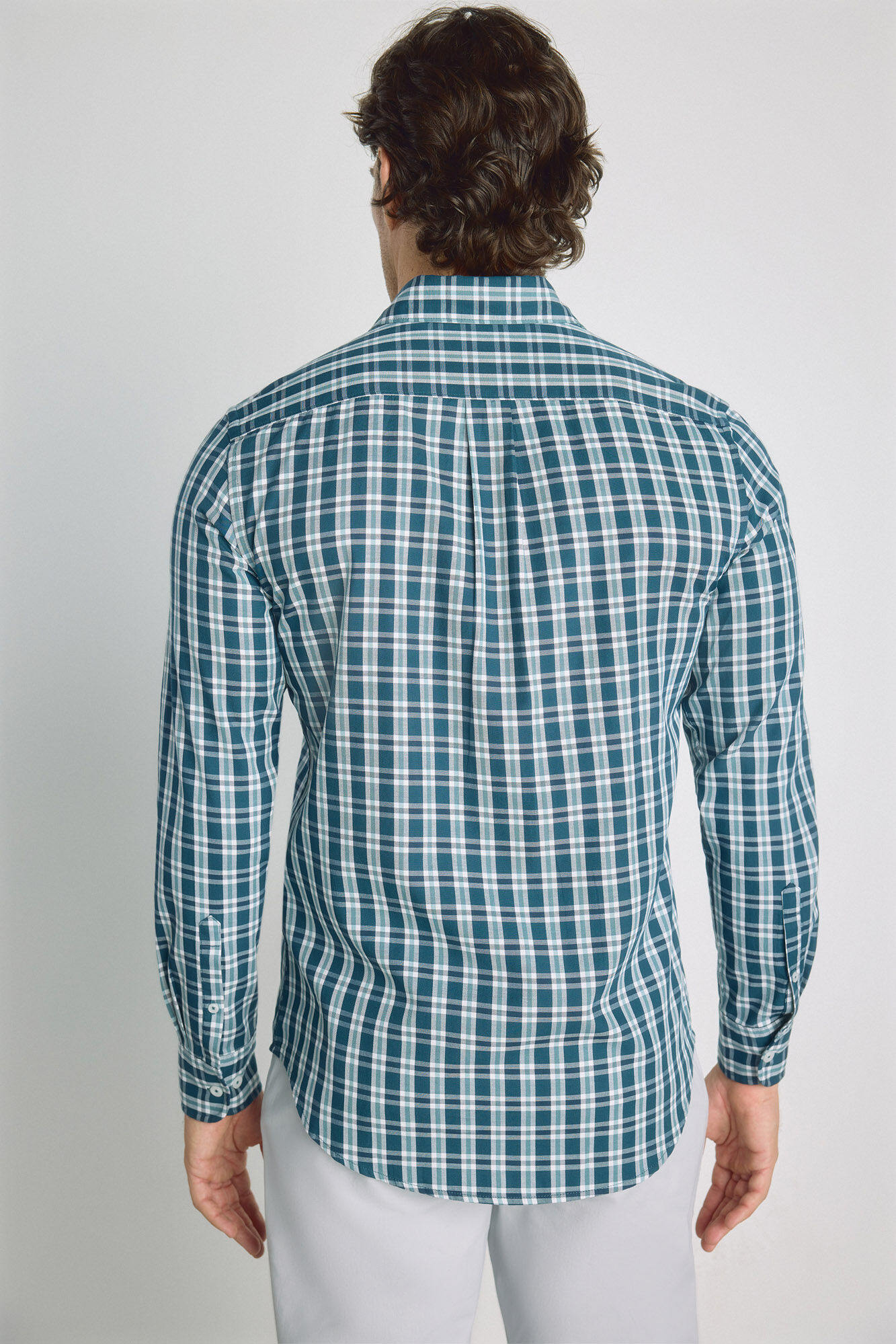 Milano Camisa de cuadros manga larga Azul turquesa
