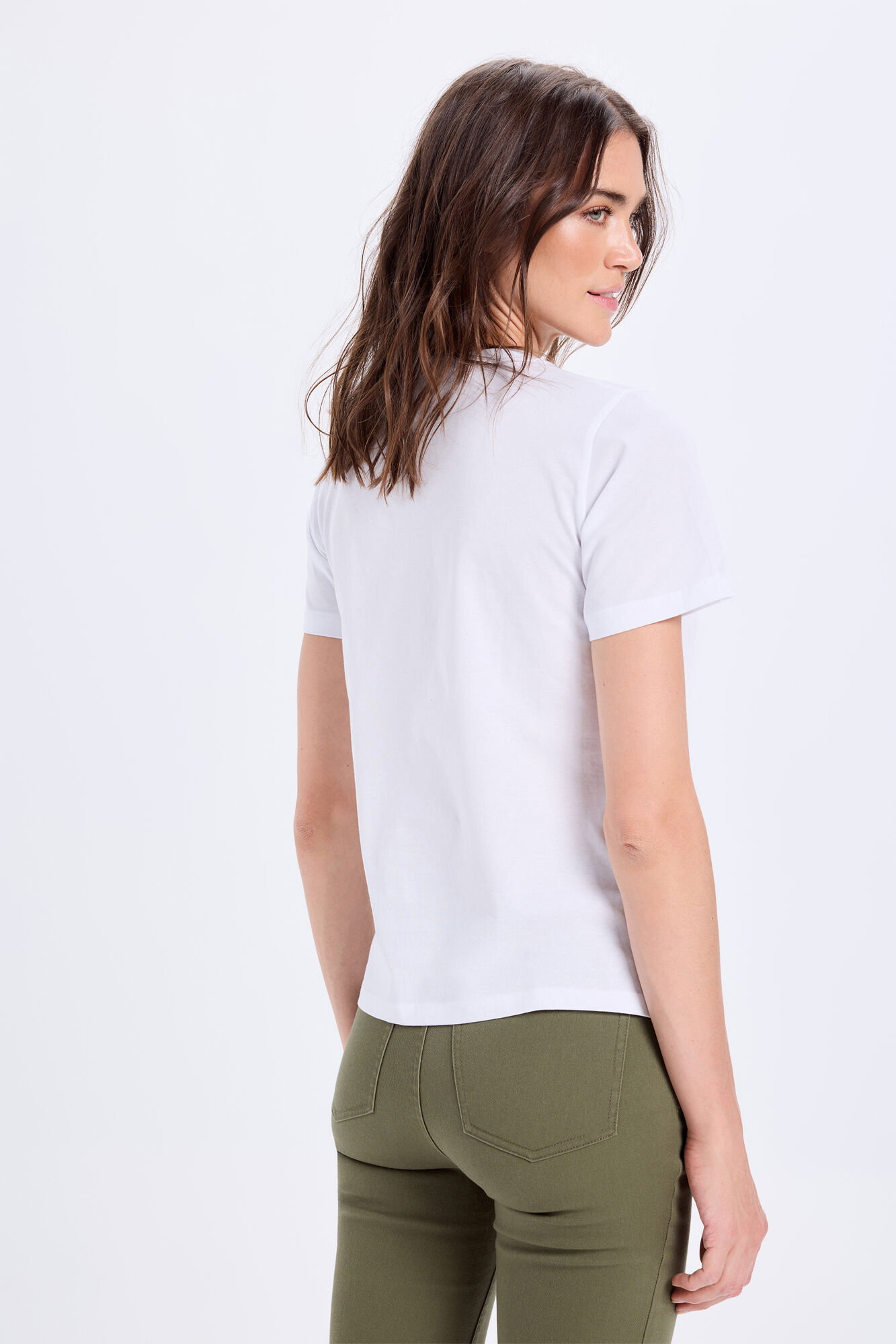 Milano Playera estampada de Minnie Mouse con aplicaci&oacute;n de pedrer&iacute;a en el lazo o lazo Blanco