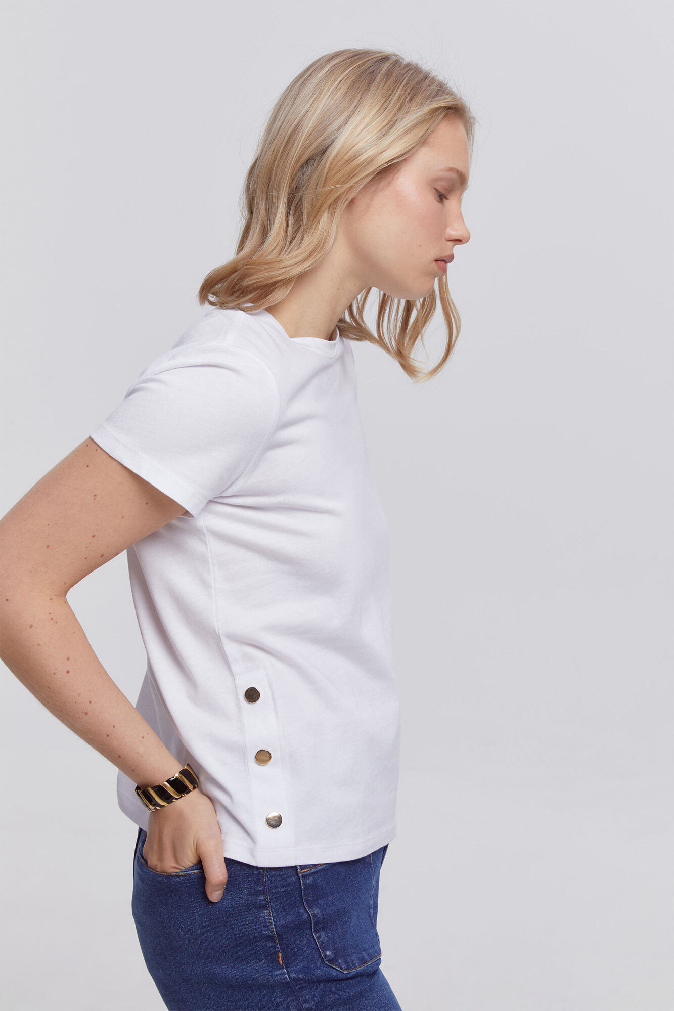 Milano Camiseta heavy cotton botones Blanco