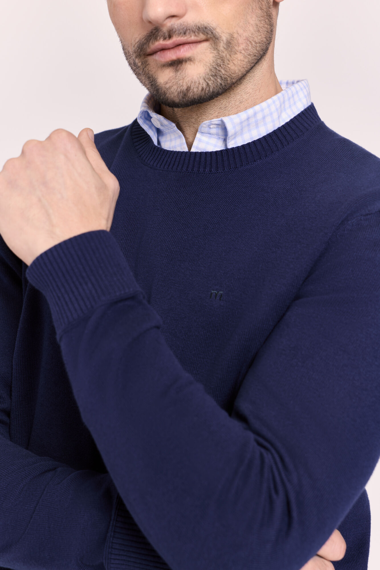 Milano Su&eacute;ter cuello redondo ajustado Navy