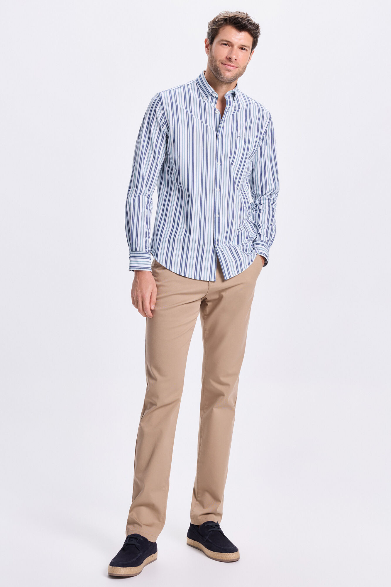 Milano Camisa de sarga a rayas Verde