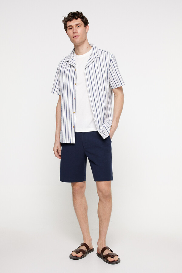 Milano Bermudas aspecto lino. Azul