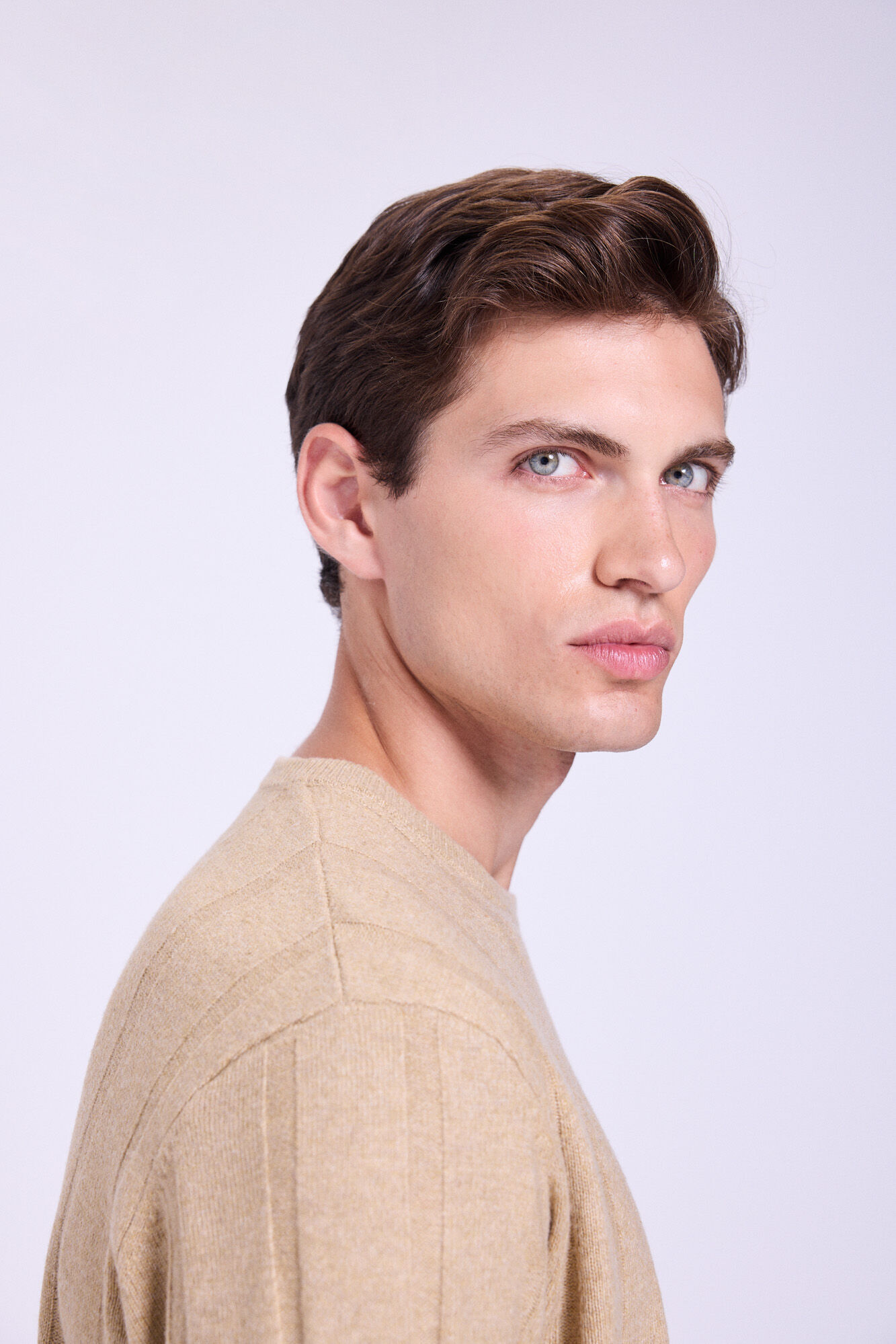 Milano Jersey b&aacute;sico de cuello redondo  Beige/Camel