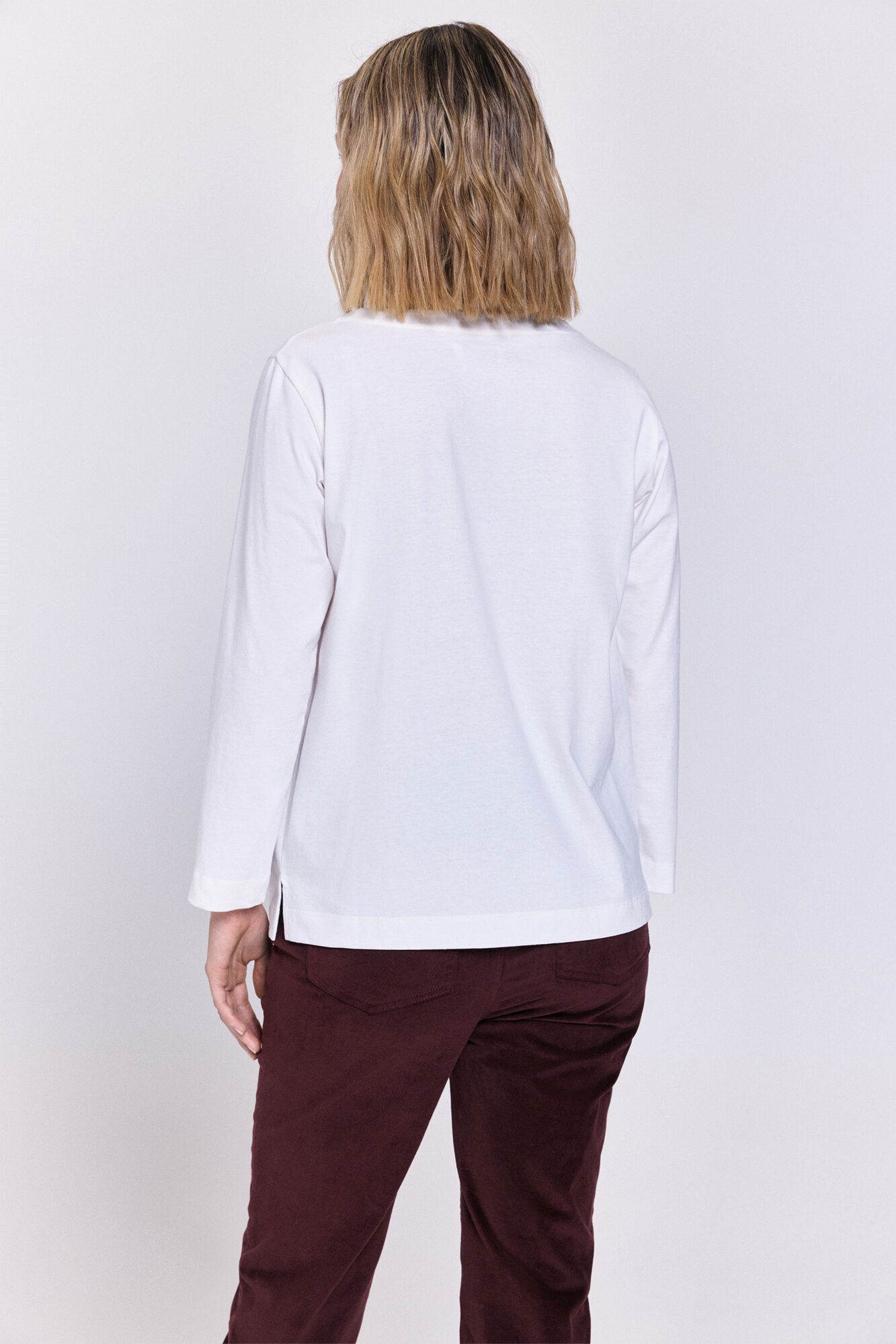 Milano Playera de algod&oacute;n con mangas francesas Blanco