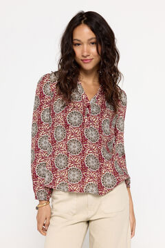 Fifty Outlet Blusa Estampada Plumetí Granate