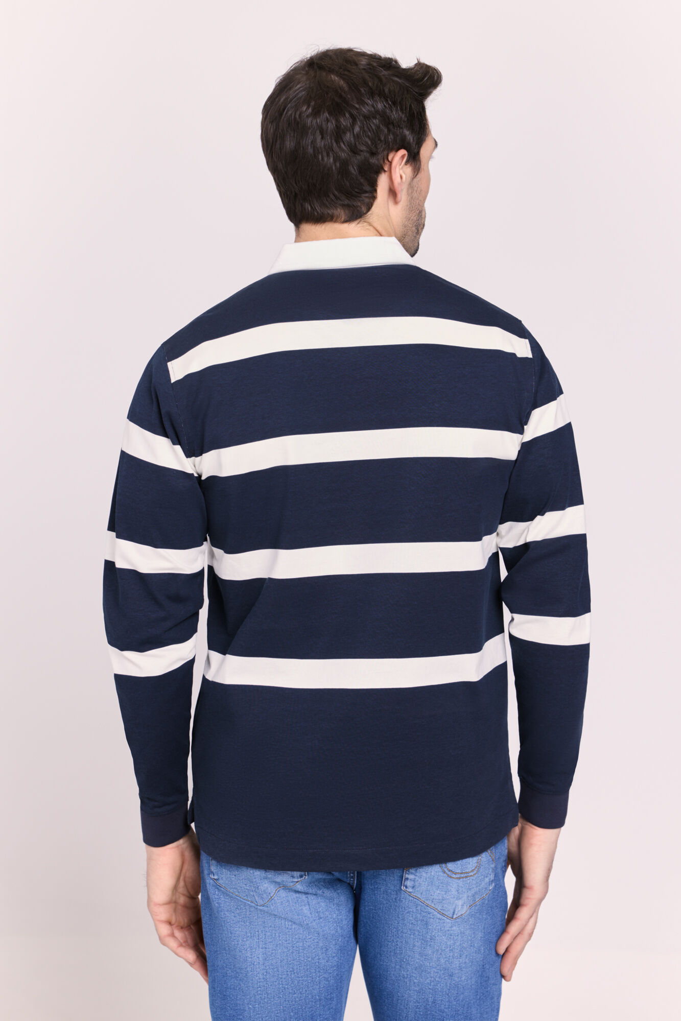 Milano Polo a rayas manga larga Navy