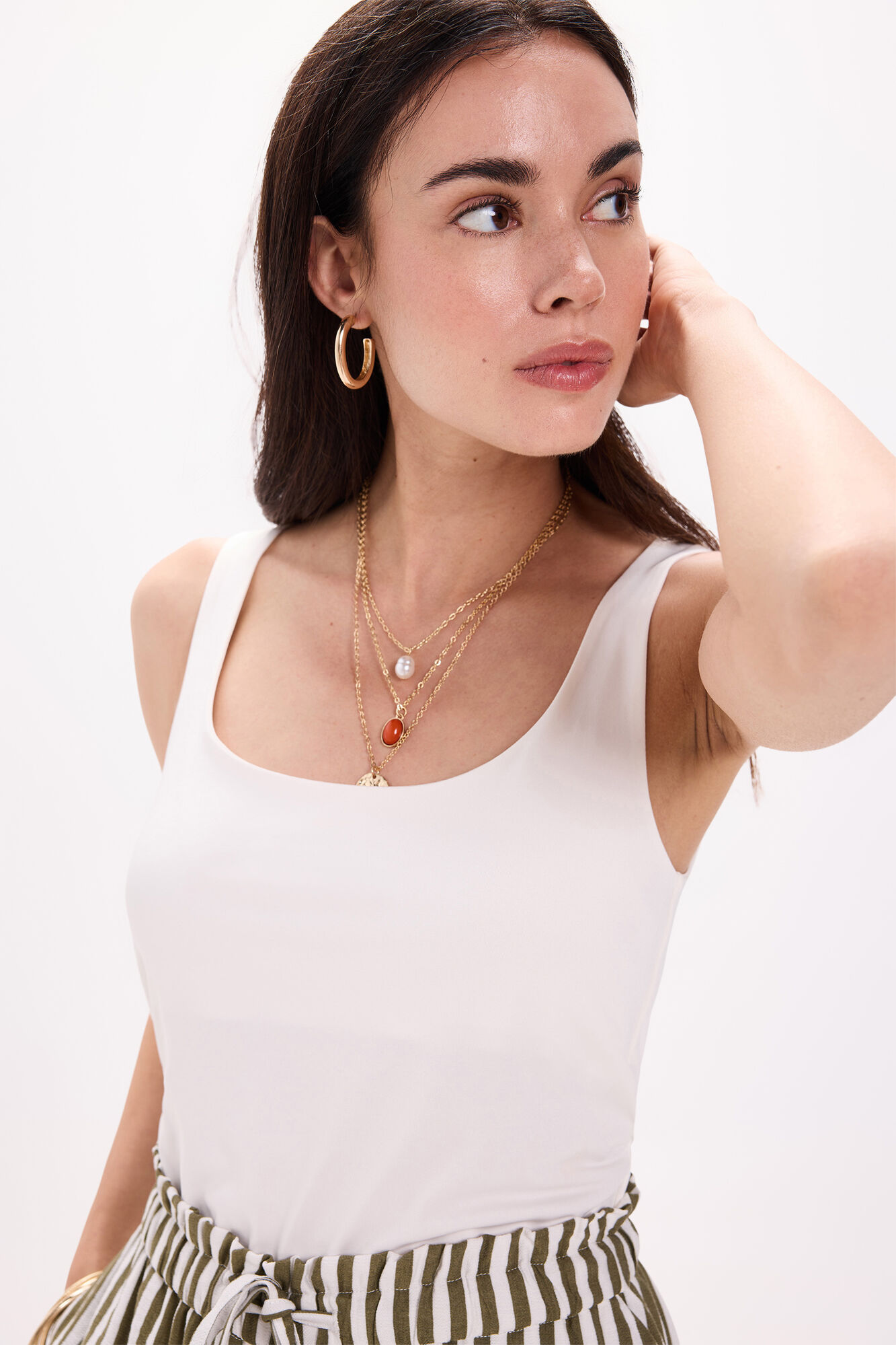 Milano Playera el&aacute;stica con tirantes anchos Blanco