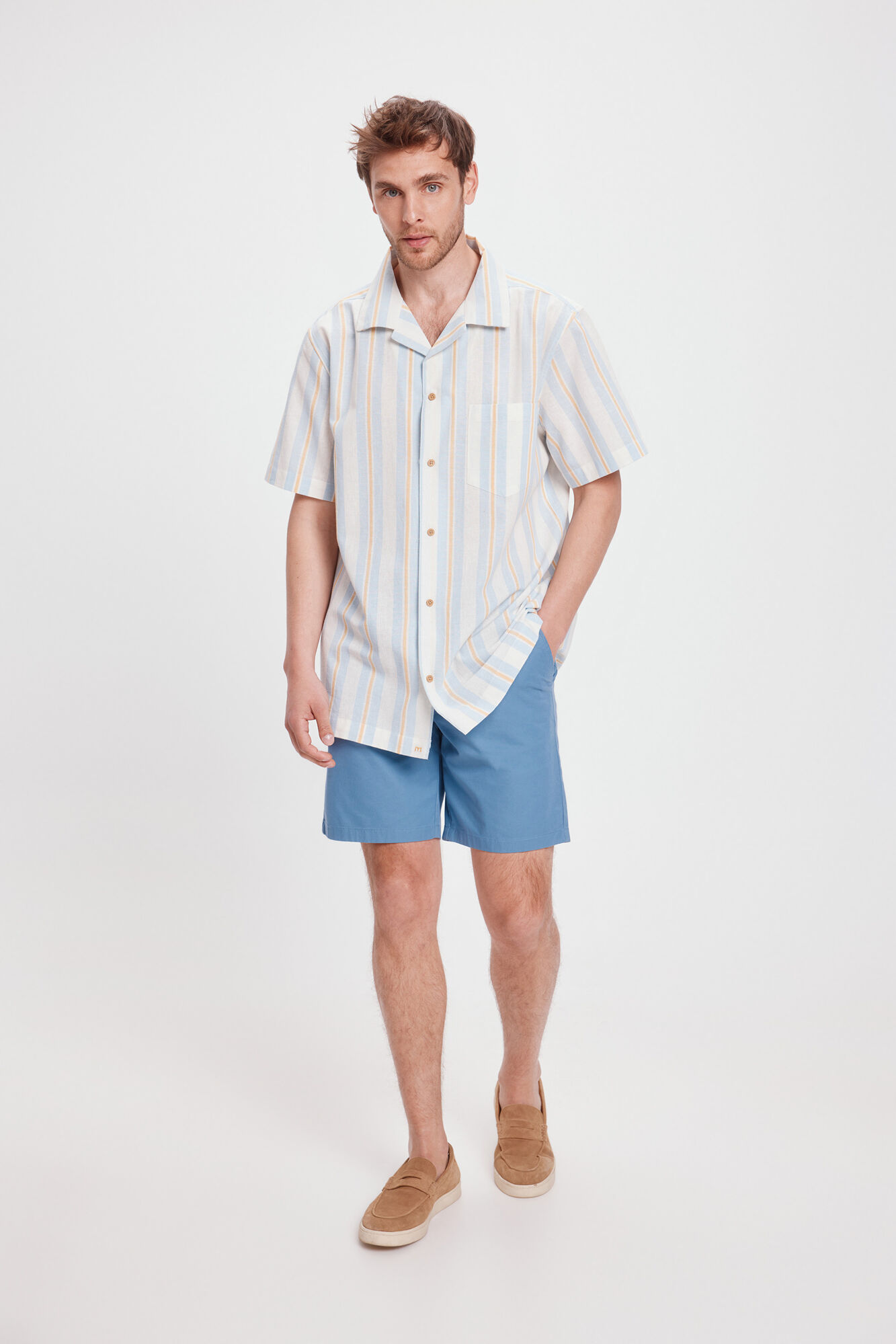 Milano Camisa Solapa Corta Azul