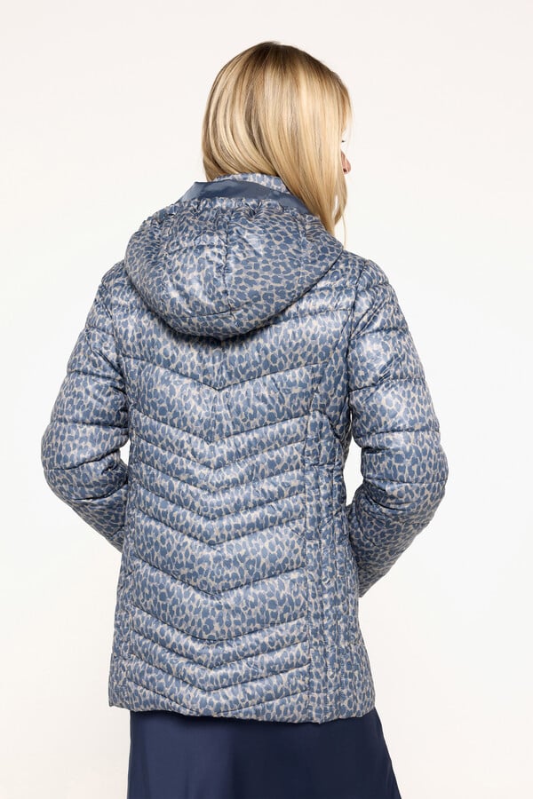 Milano Abrigo acolchado de tejido estampado con capucha natural