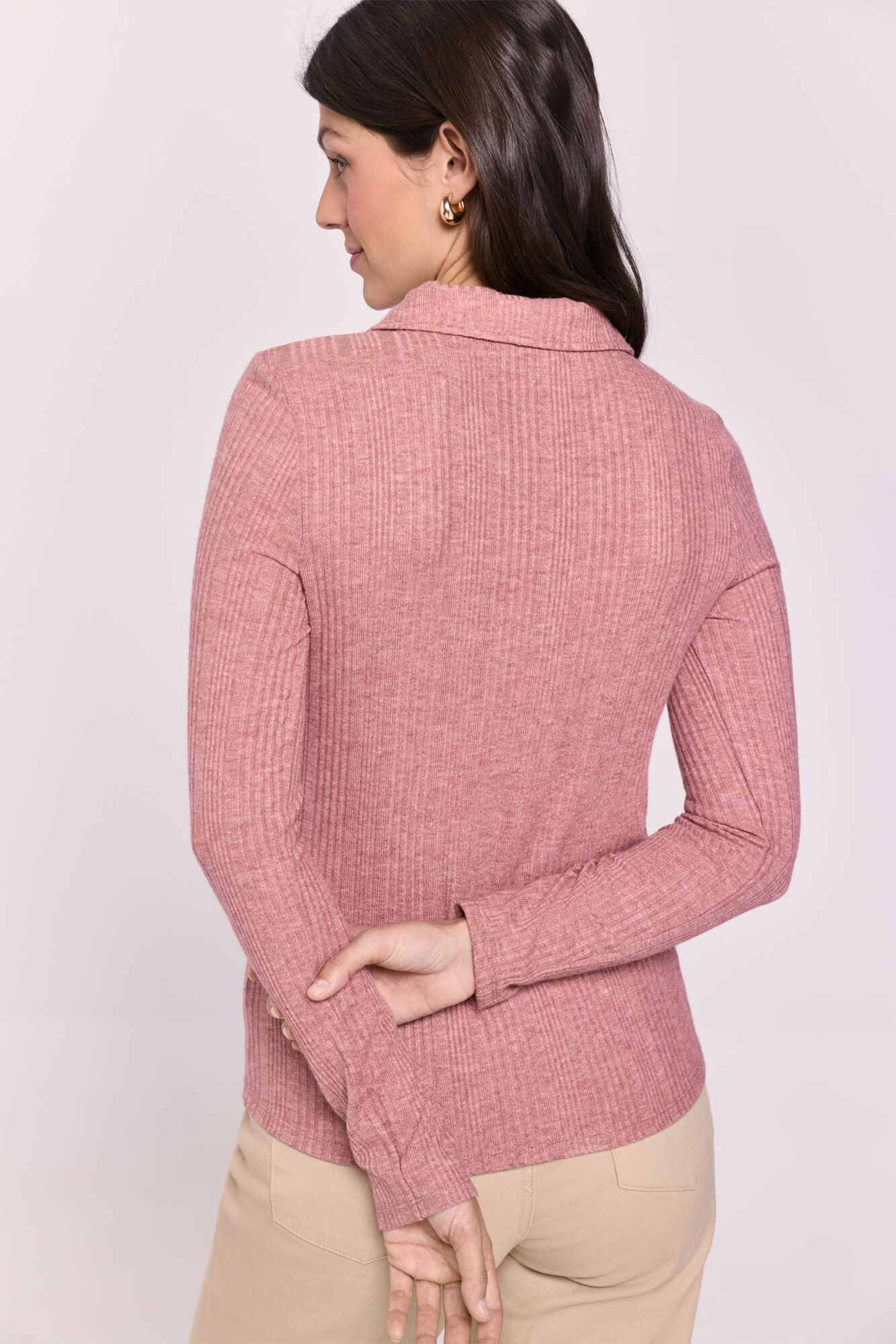 Milano Playera polo acanalada Vino