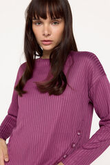 Fifty Outlet Jersey manga larga de canalé Morado