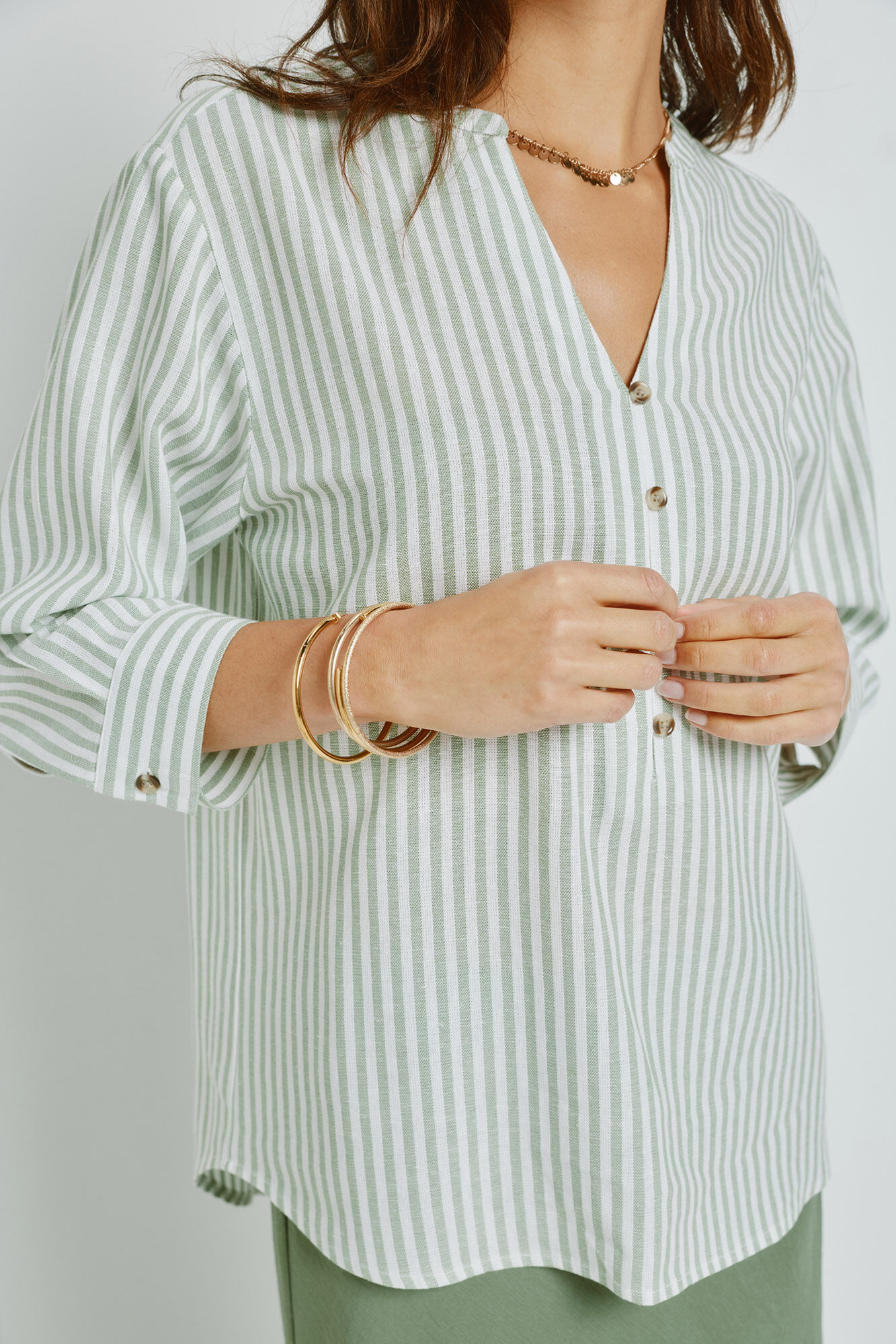 Milano Blusa de rayas Verde