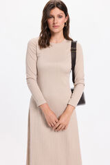 Milano Vestido midi de tejido elástico Beige/Camel