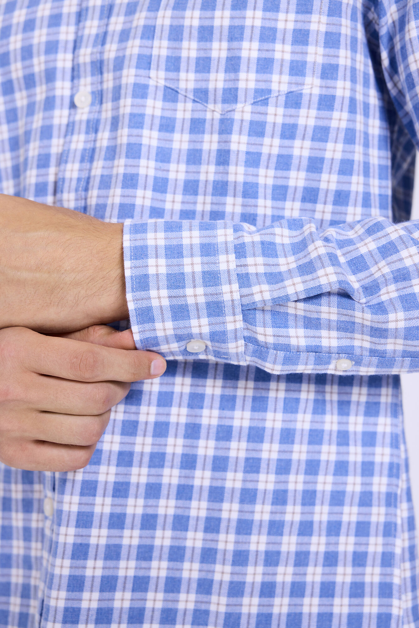 Milano Camisa a cuadros de corte relajado Azul Claro