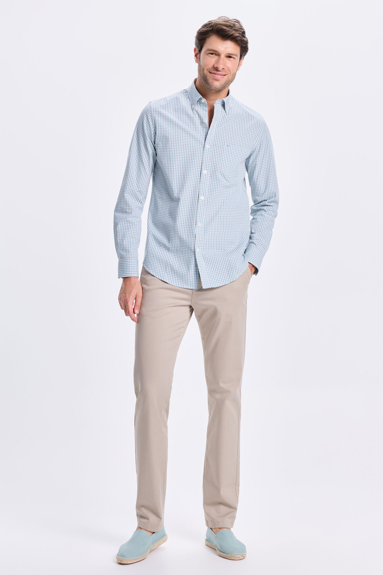 Milano Camisa de sarga a cuadros Verde