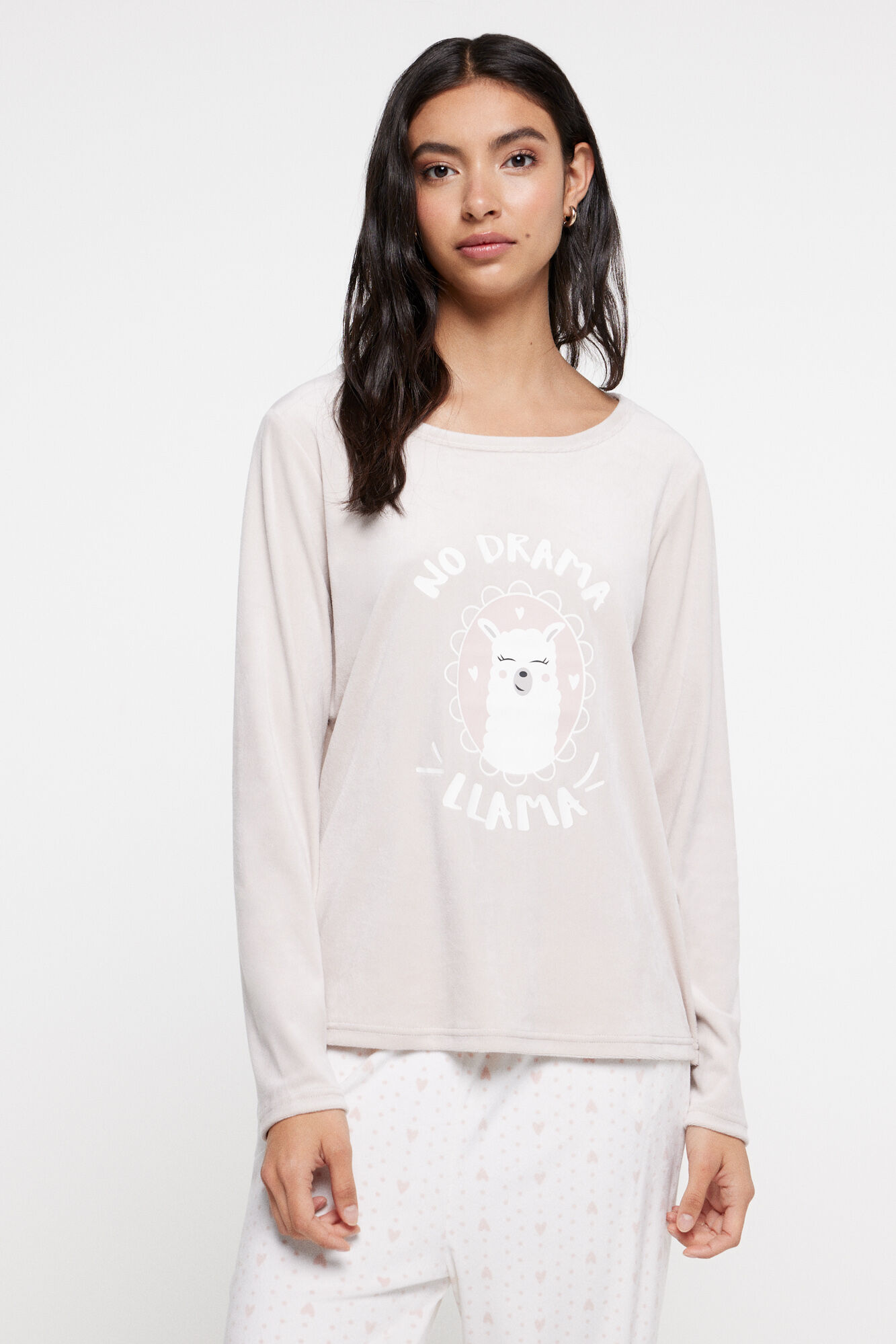 Milano Pijama largo velour llama Azul turquesa