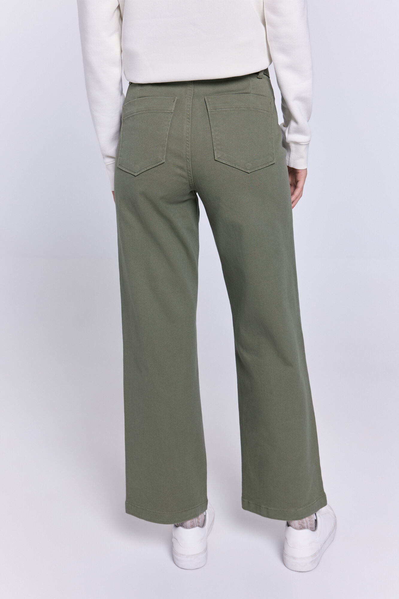 Milano Pantal&oacute;n sarga color pierna ancha Kaki Oscuro