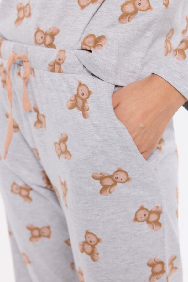 Milano Pijama de osito de peluche Gris Claro