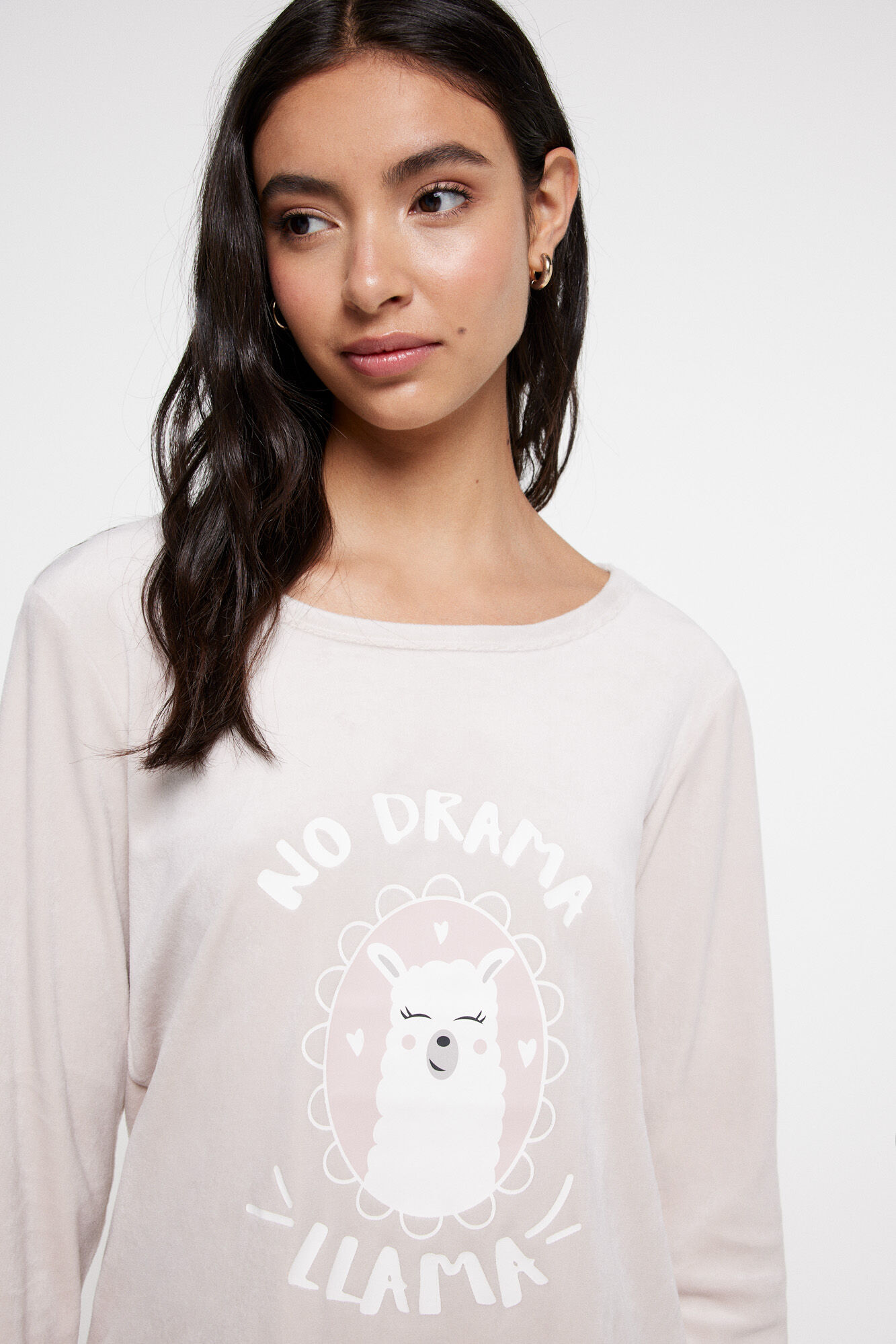 Milano Pijama largo velour llama Azul turquesa