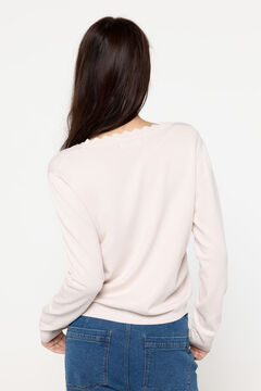 Fifty Outlet Cardigan de punto de viscosa con detalle ondas Marfil