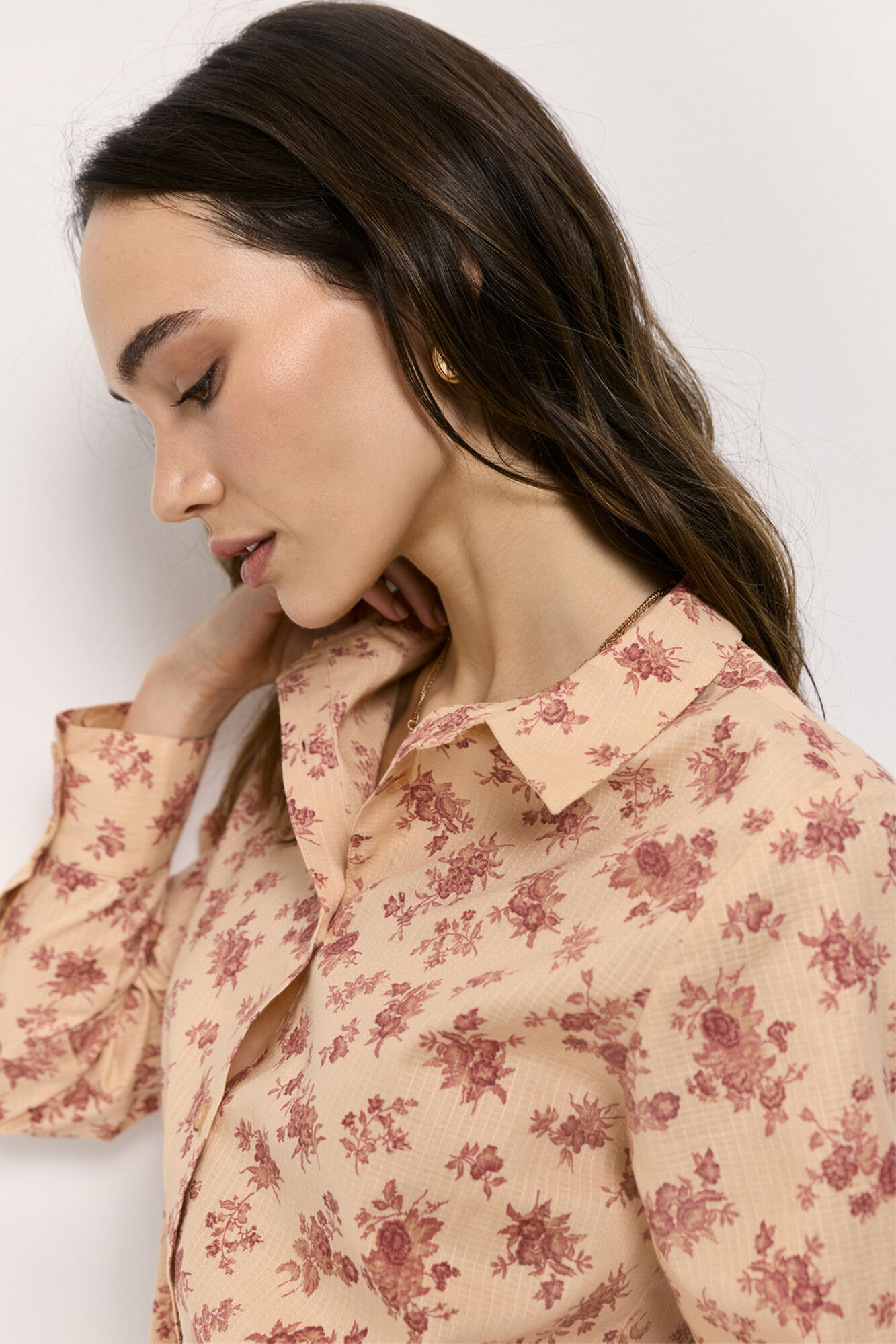 Milano Camisa estampada de tela estructurada Vino