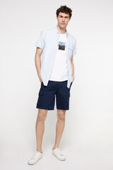 Fifty Outlet Camisa rayas aspecto lino. Azul