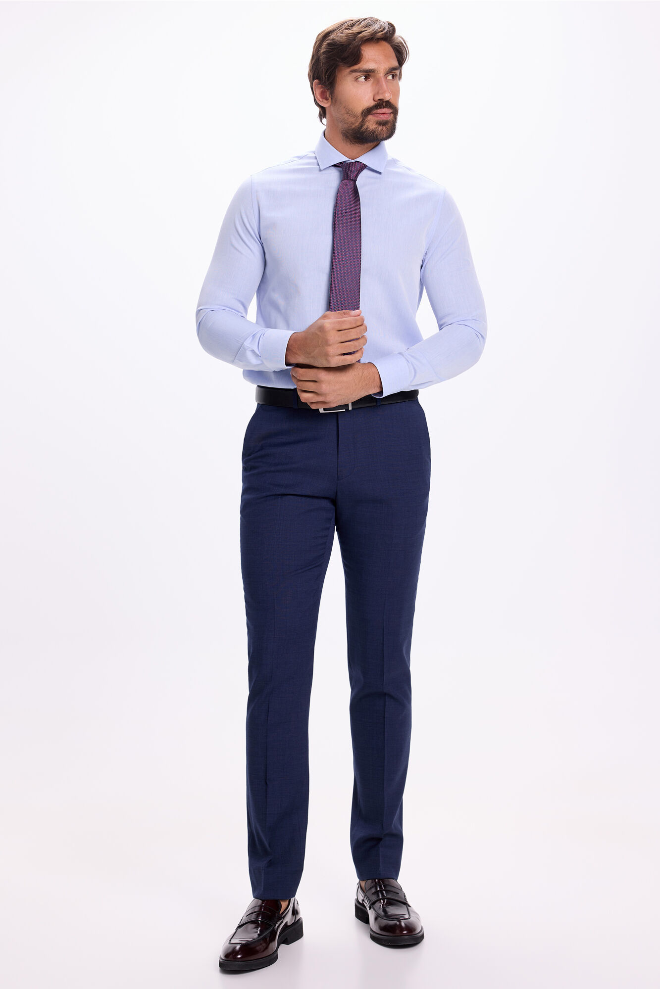 Milano Microestructura de la camisa de vestir Azul