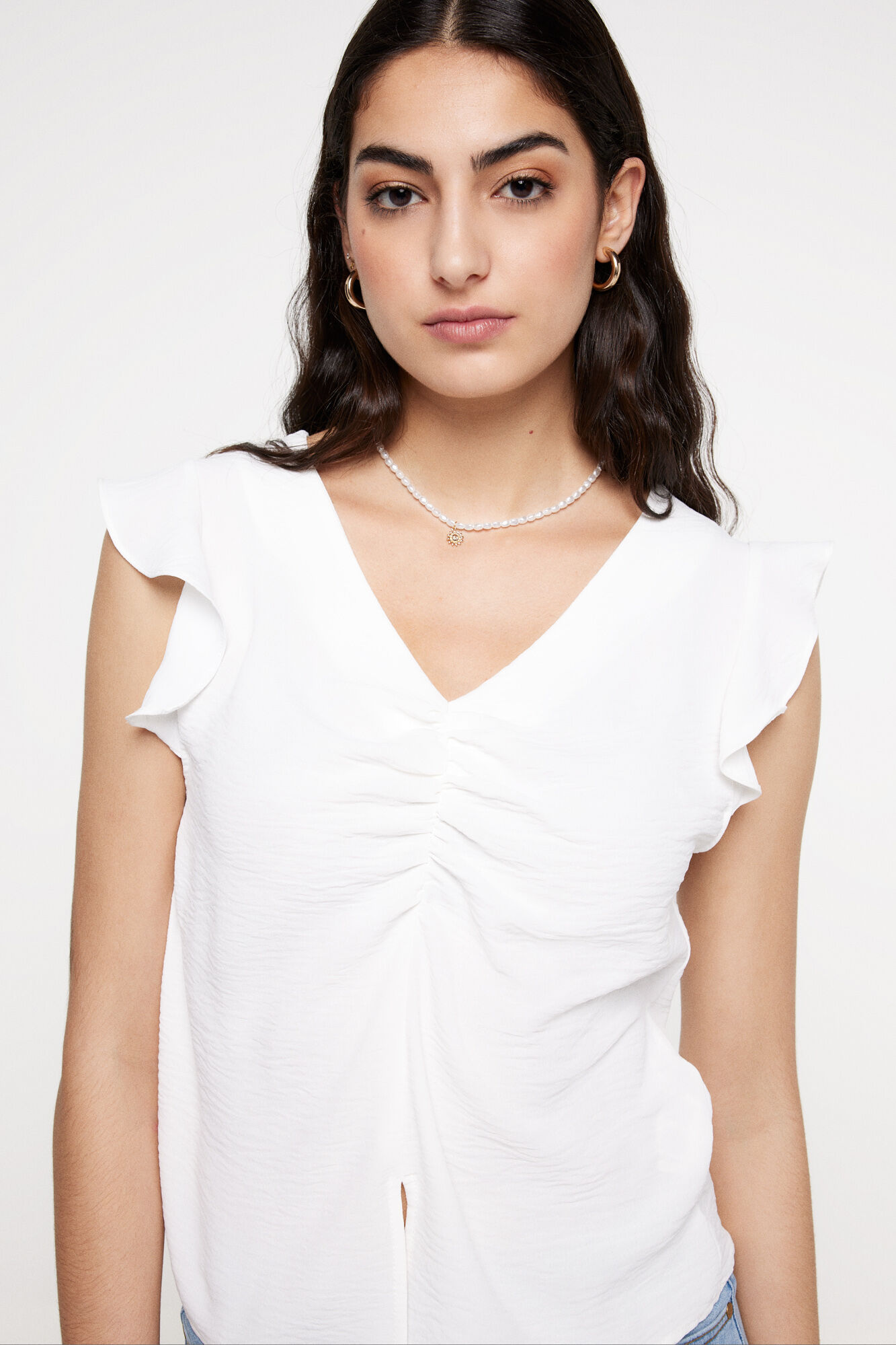 Milano Blusa fruncido escote.