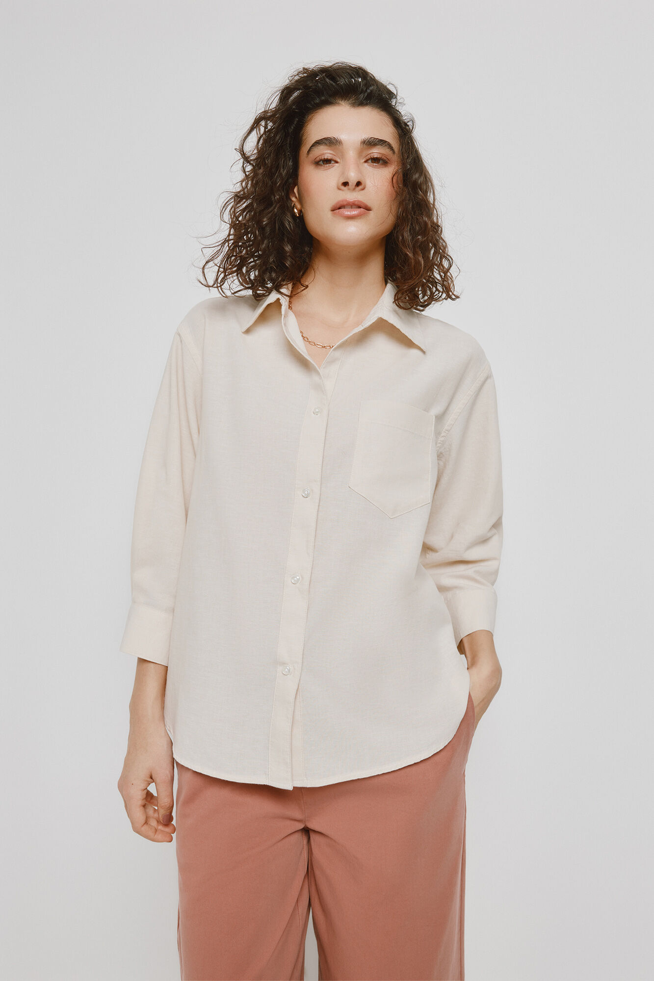Milano Camisa cuello camisero Beige