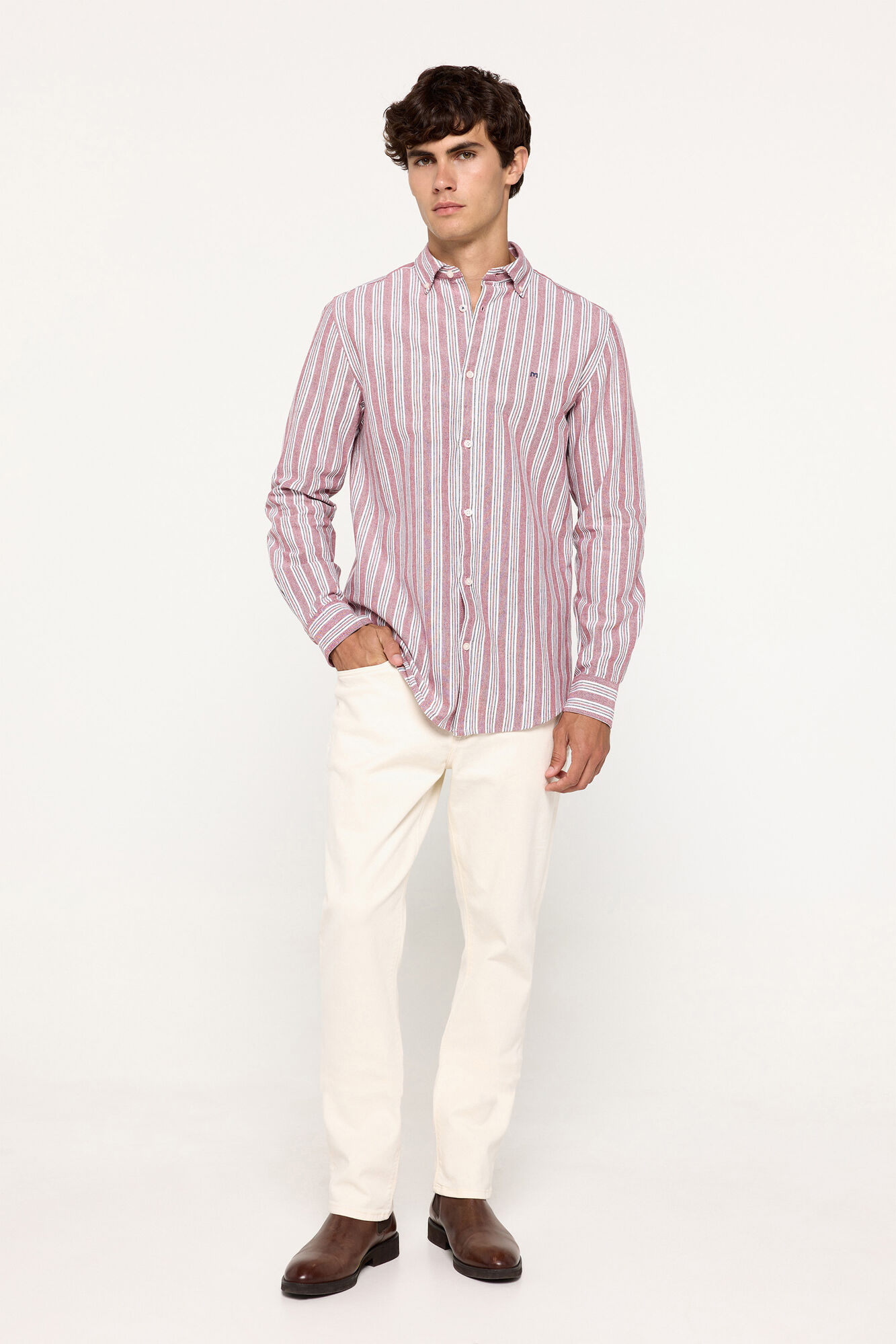 Milano Camisa Oxford Rayas Granate