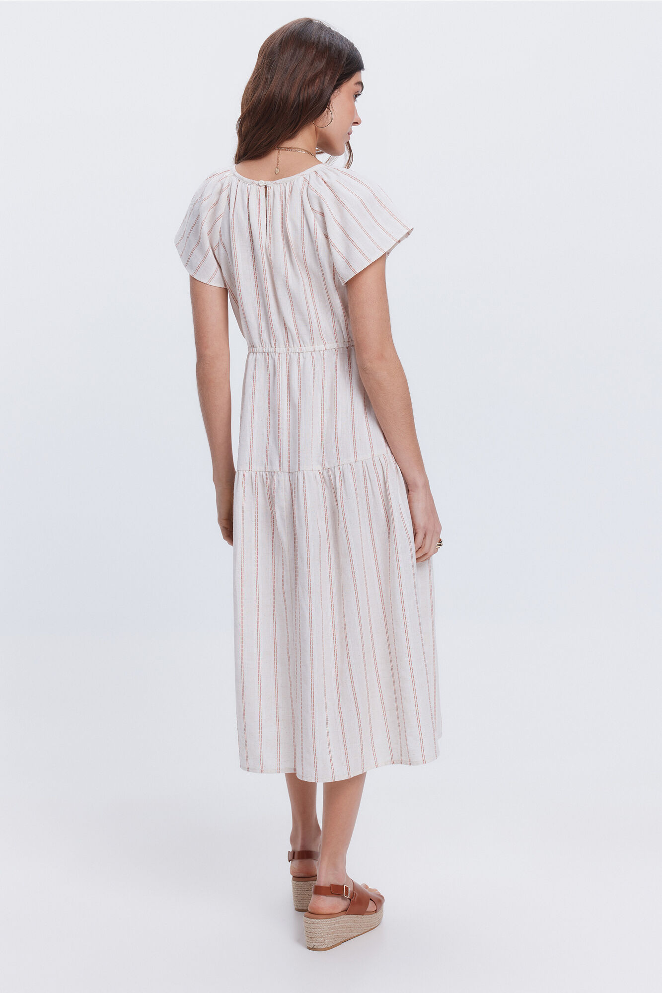 Milano Vestido fluido largo midi Beige