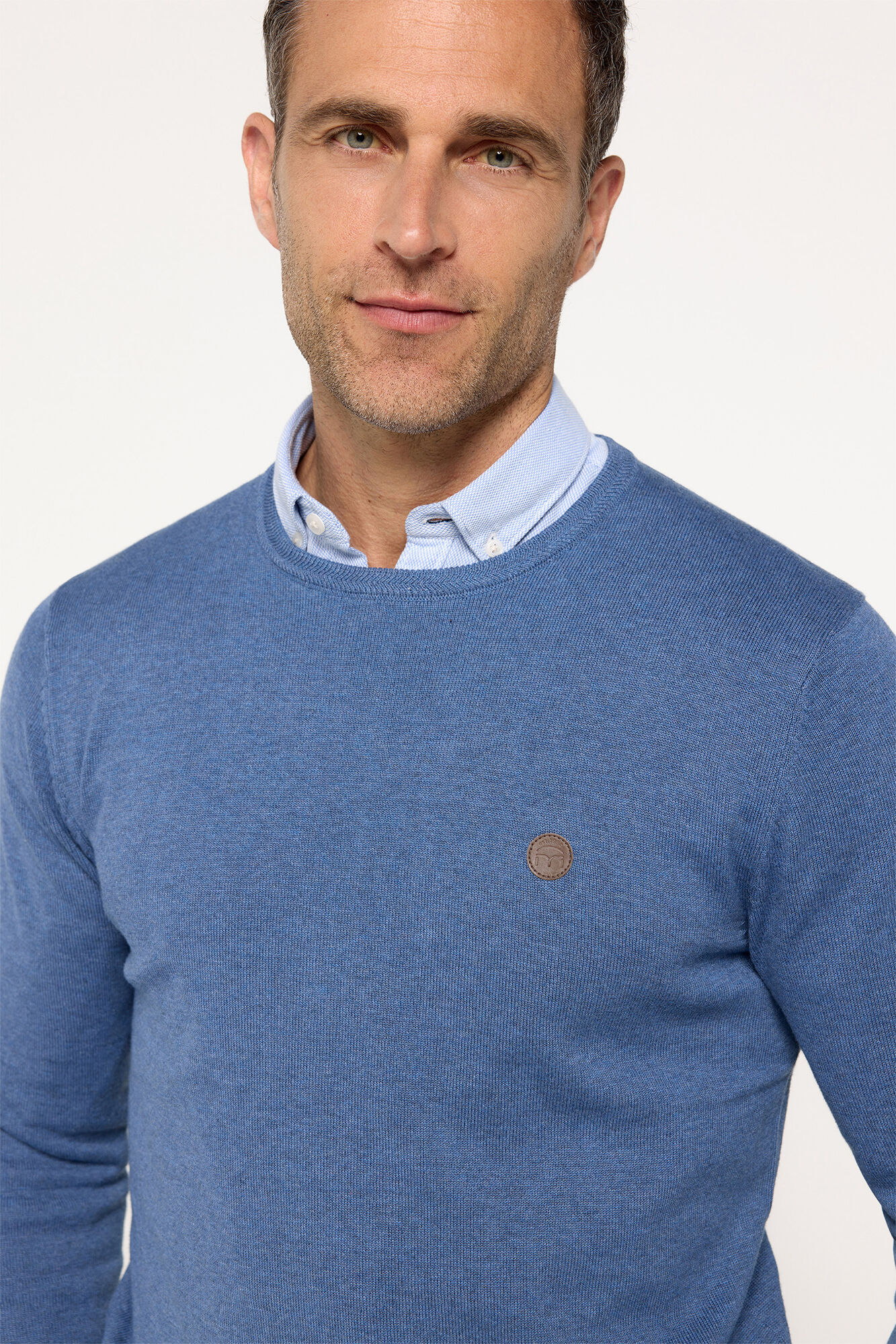 Milano Jersey cuello caja algod&oacute;n Azul