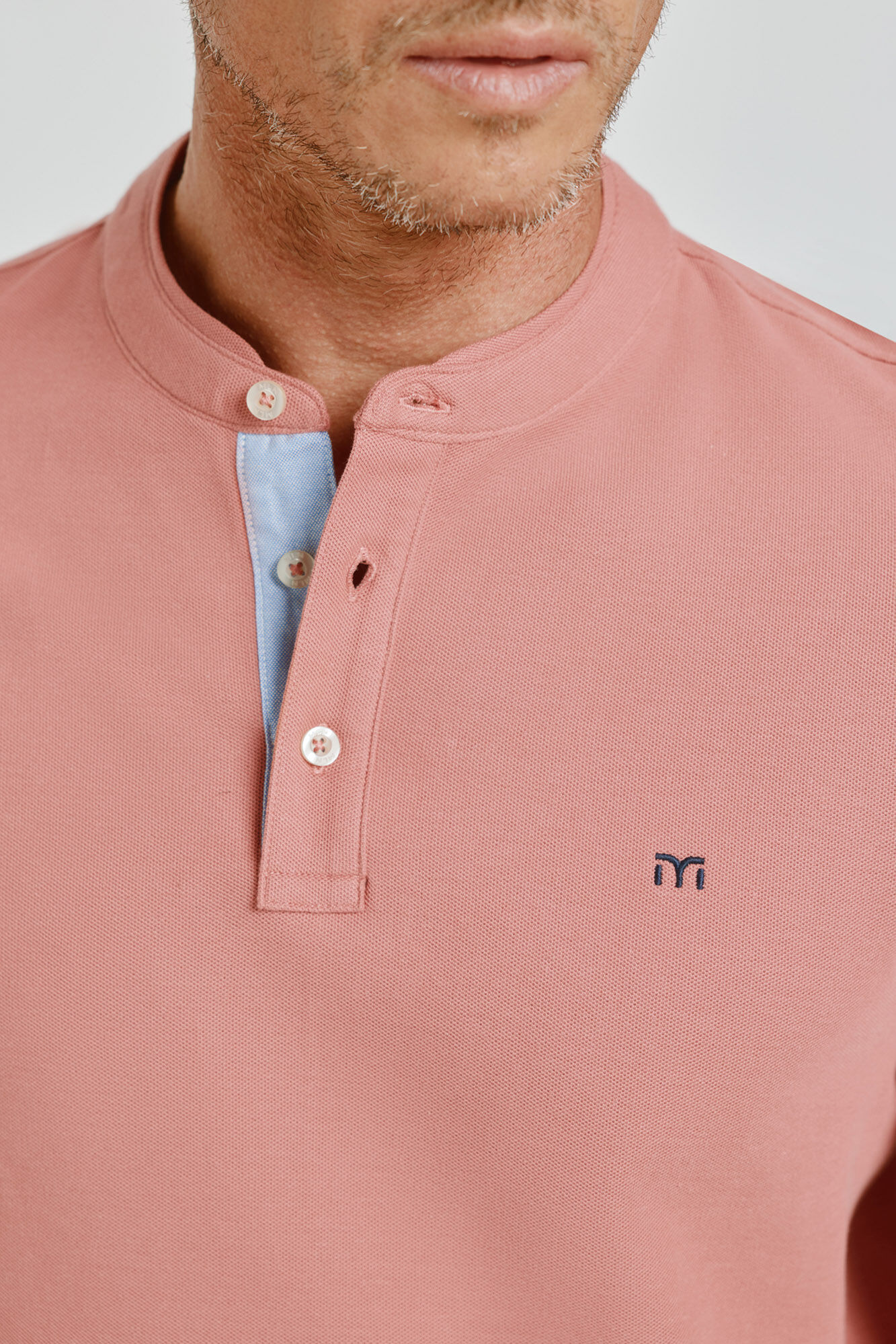 Milano Polo de manga corta cuello mao Rosa