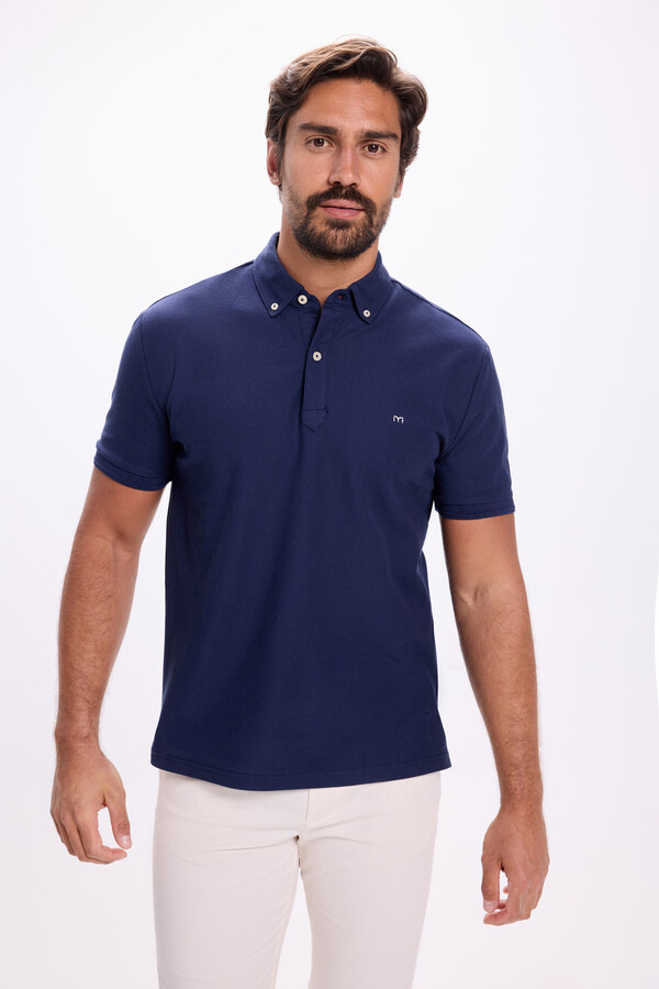 Milano Polo Oxford con botones Navy