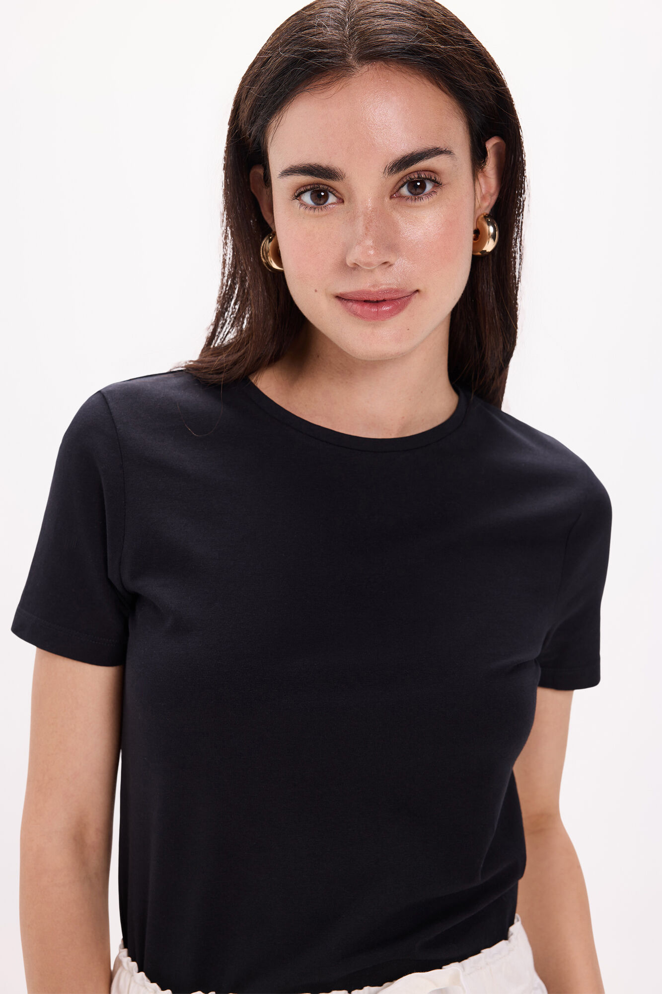 Milano Playera el&aacute;stica de manga corta de soft touch Negro