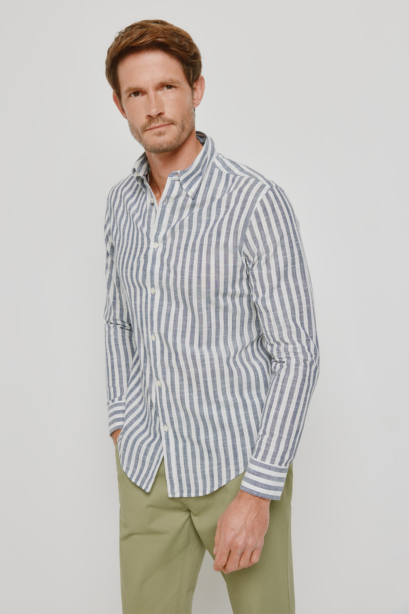 Milano Camisa de rayas manga larga Azul Claro