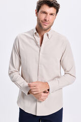 Fifty Outlet Camisa de sarga liso Beige