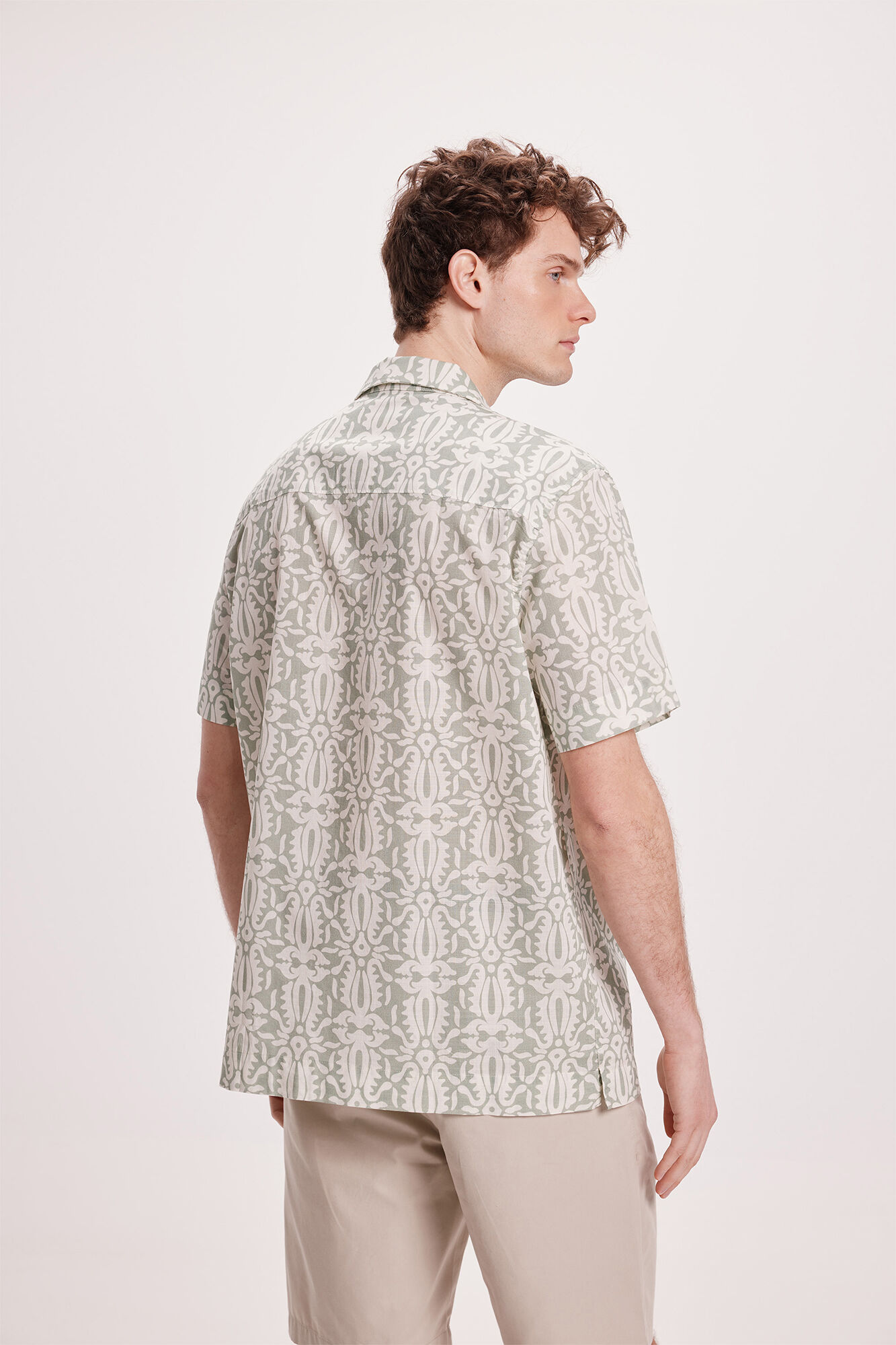 Milano Camisa Lino Estampada Verde