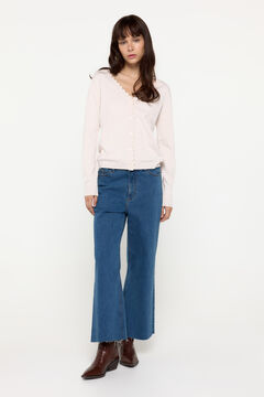 Fifty Outlet Cardigan de punto de viscosa con detalle ondas Marfil
