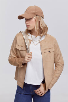 Fifty Outlet Chamarra beige efecto ante Beige
