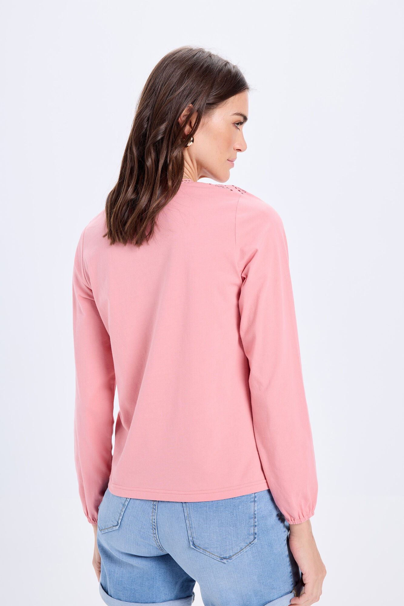 Milano playera combinada de manga larga Rosa