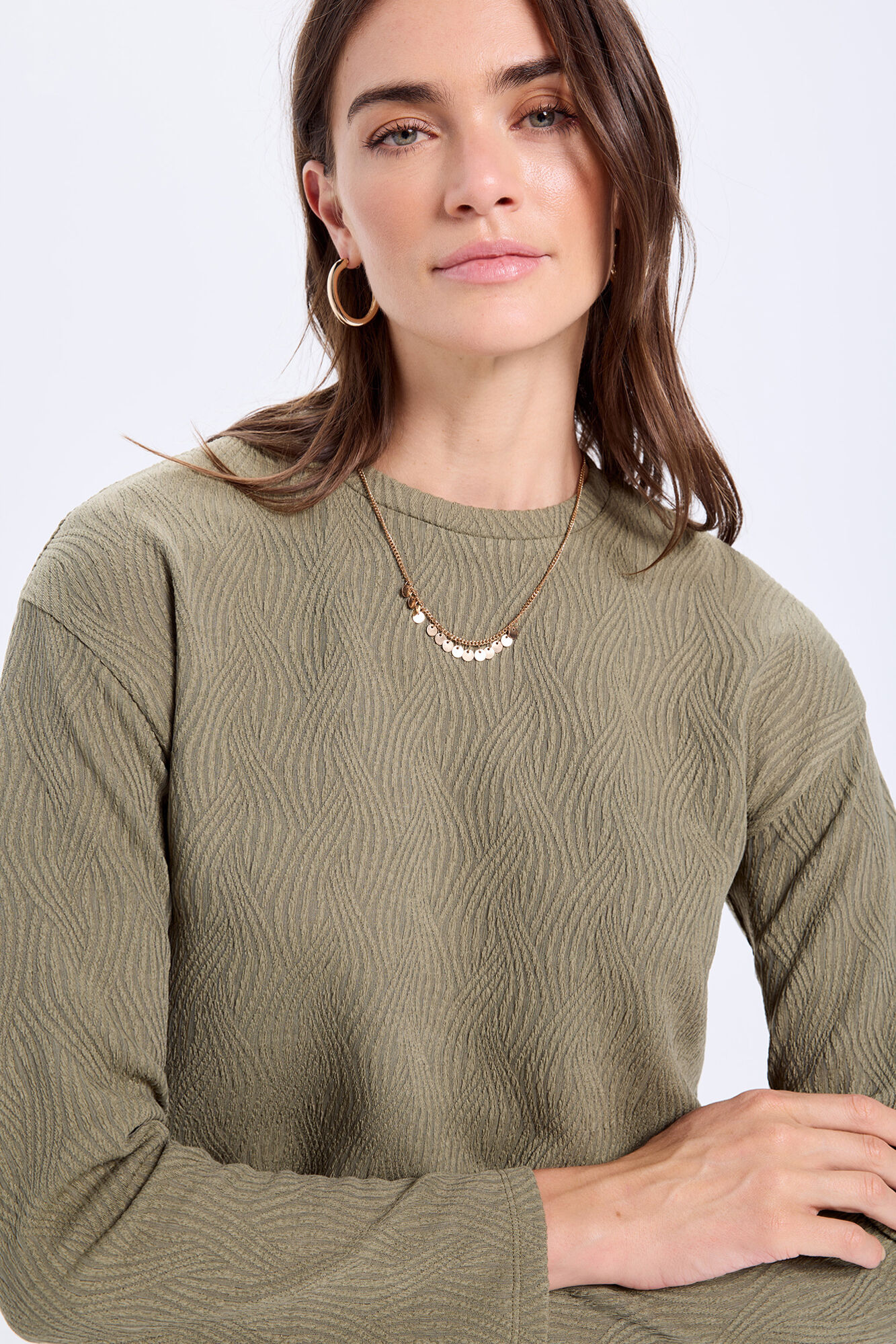 Milano Playera de manga larga con calidad estructurada.