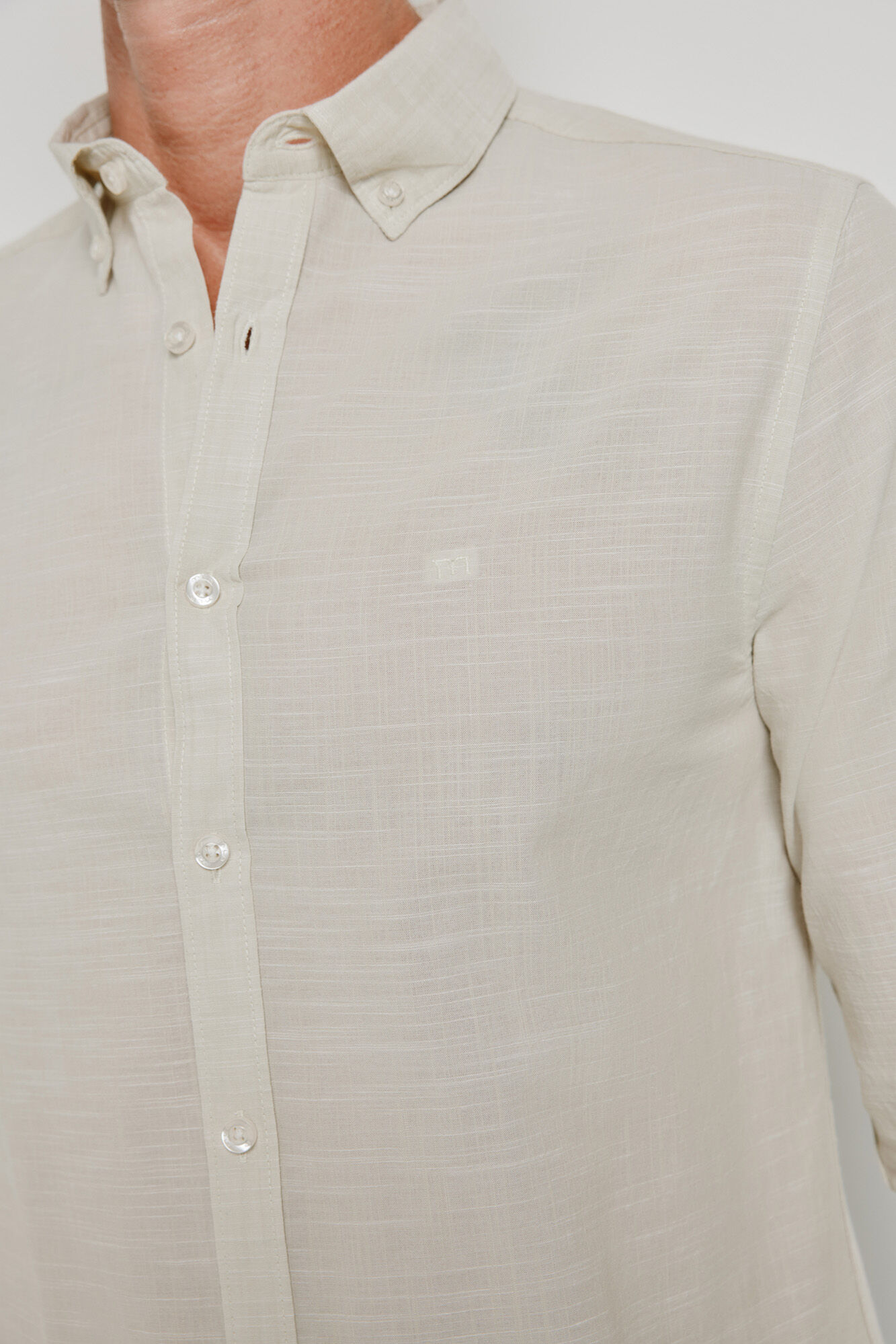 Milano Camisa lisa de manga larga Gris Claro