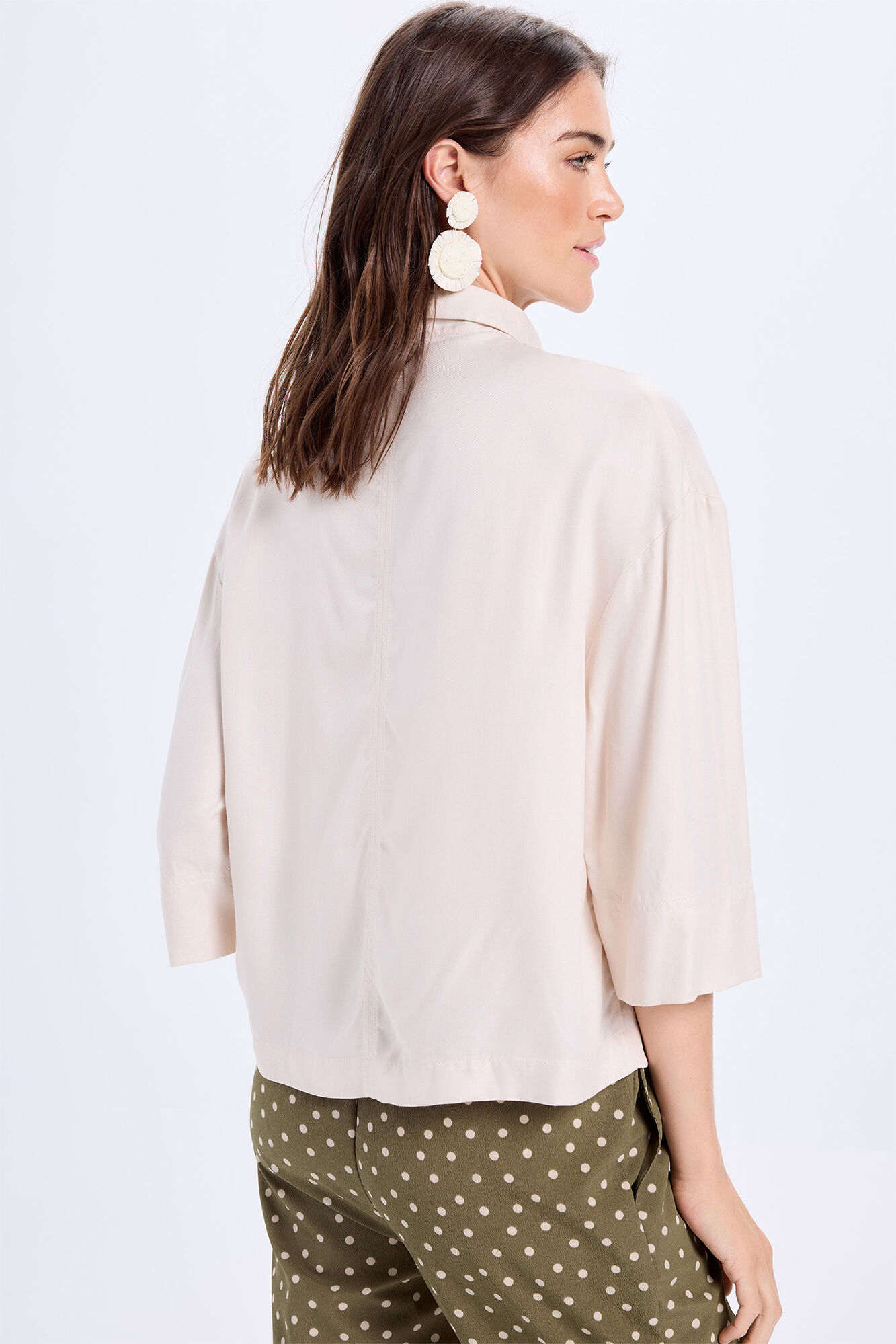 Milano Blusa con cuello de polo Beige