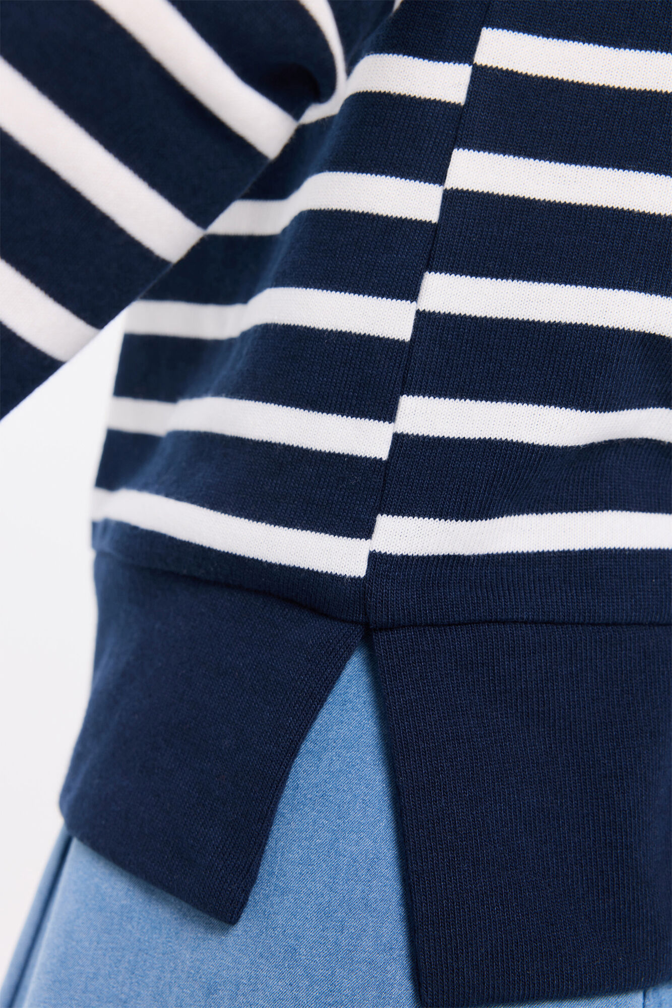 Milano playera de manga larga de algod&oacute;n grueso a rayas Azul