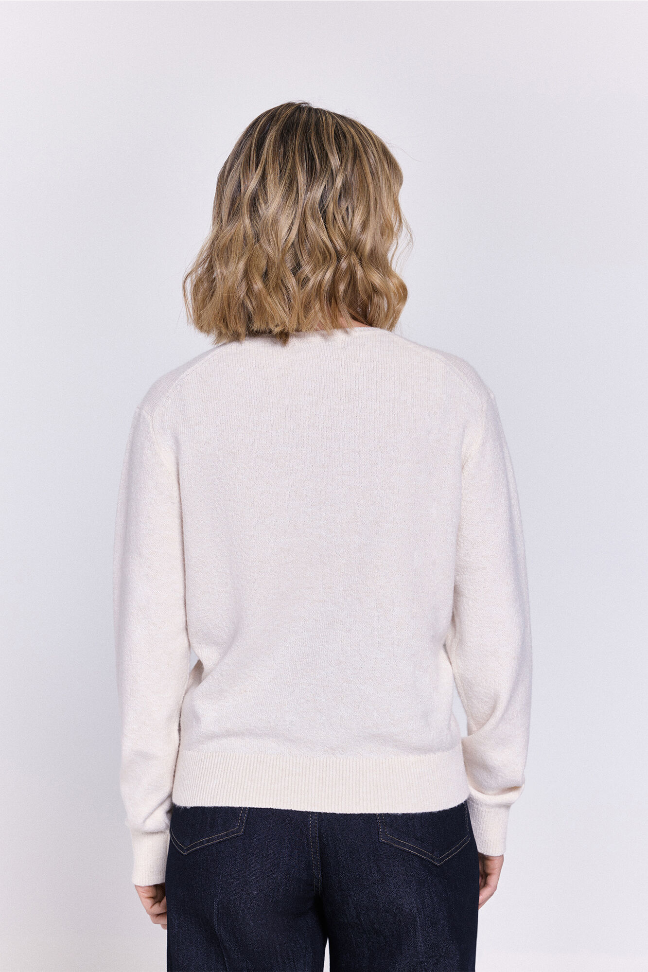 Milano Tejido jersey con cuello en pico Blanco