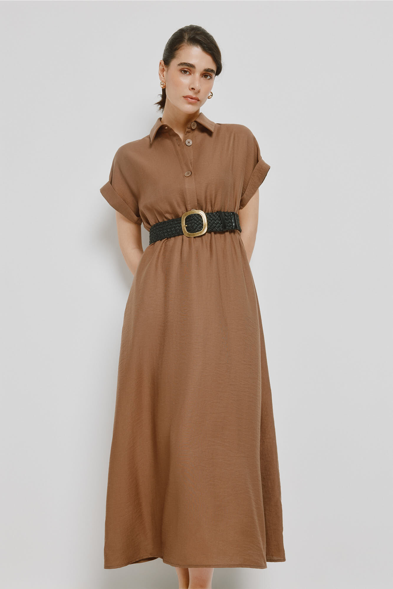 Milano Vestido camisero Marr&oacute;n