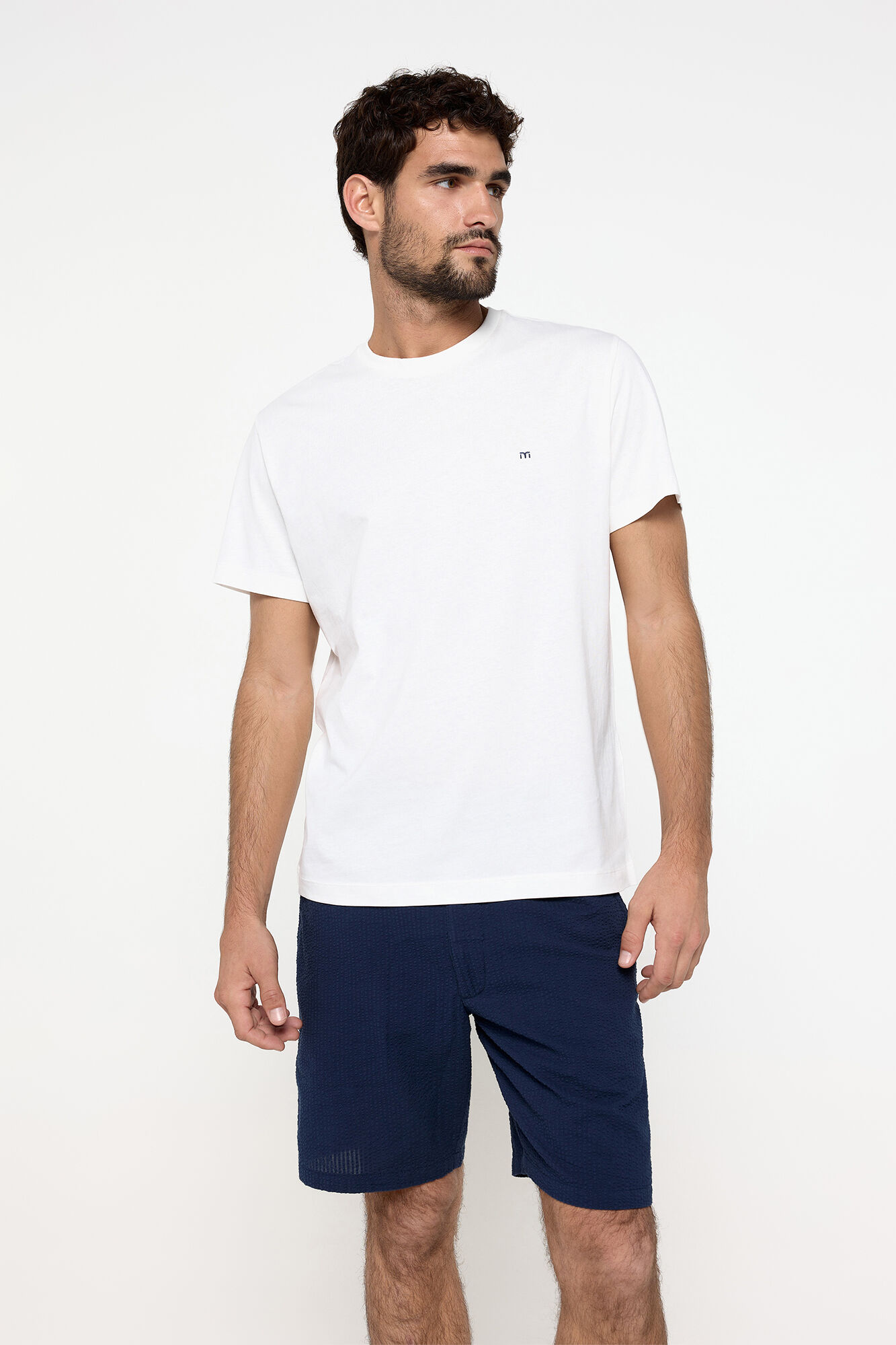 Milano Bermudas seersucker color liso Navy