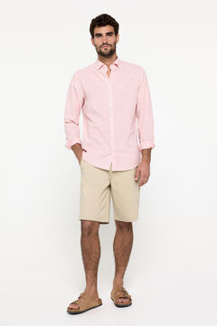 Fifty Outlet Camisa slub rayas Rojo