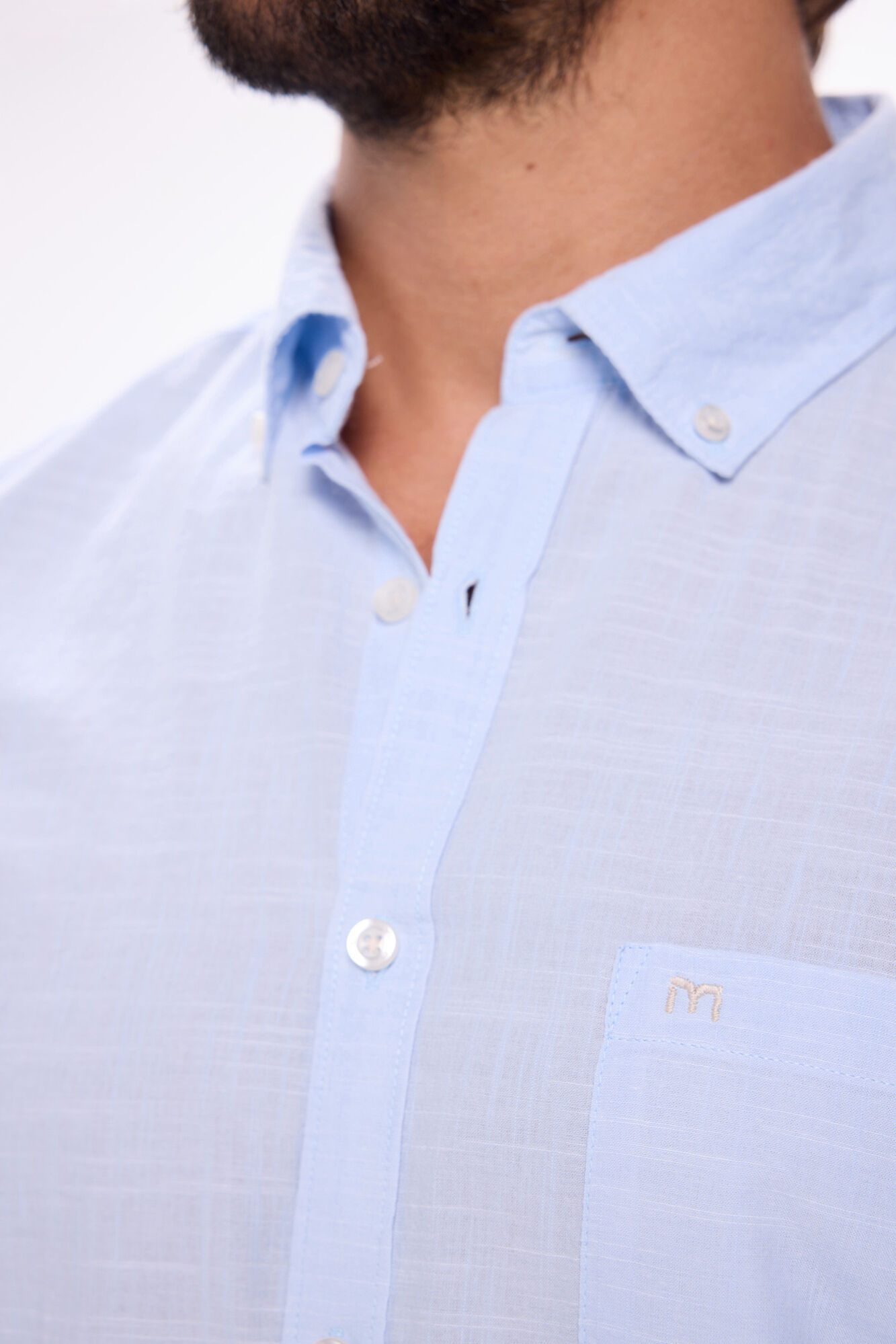 Milano Camisa Slub Lisa Azul Claro